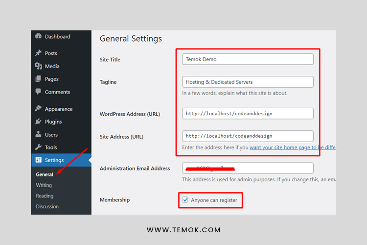 Customize the general settings